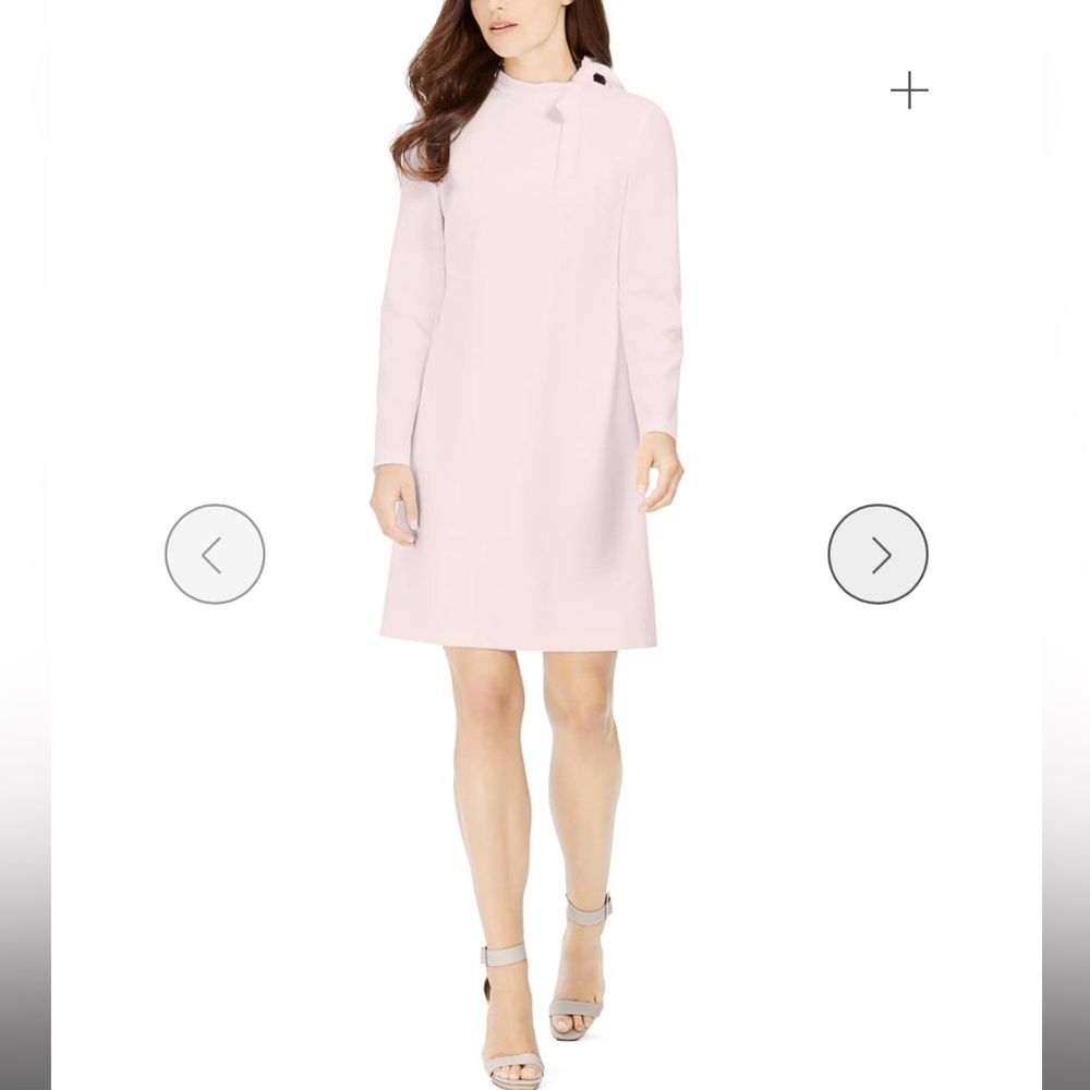 Calvin Klein Pink Sheath Dress Long Sleeve bow collar size 4/small